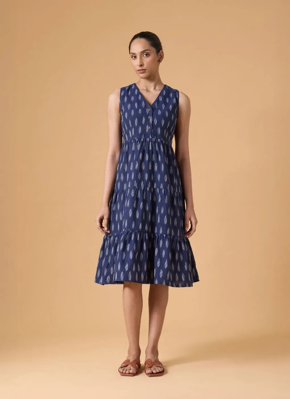 Quiet Motion Dress - Indigo Ikkat