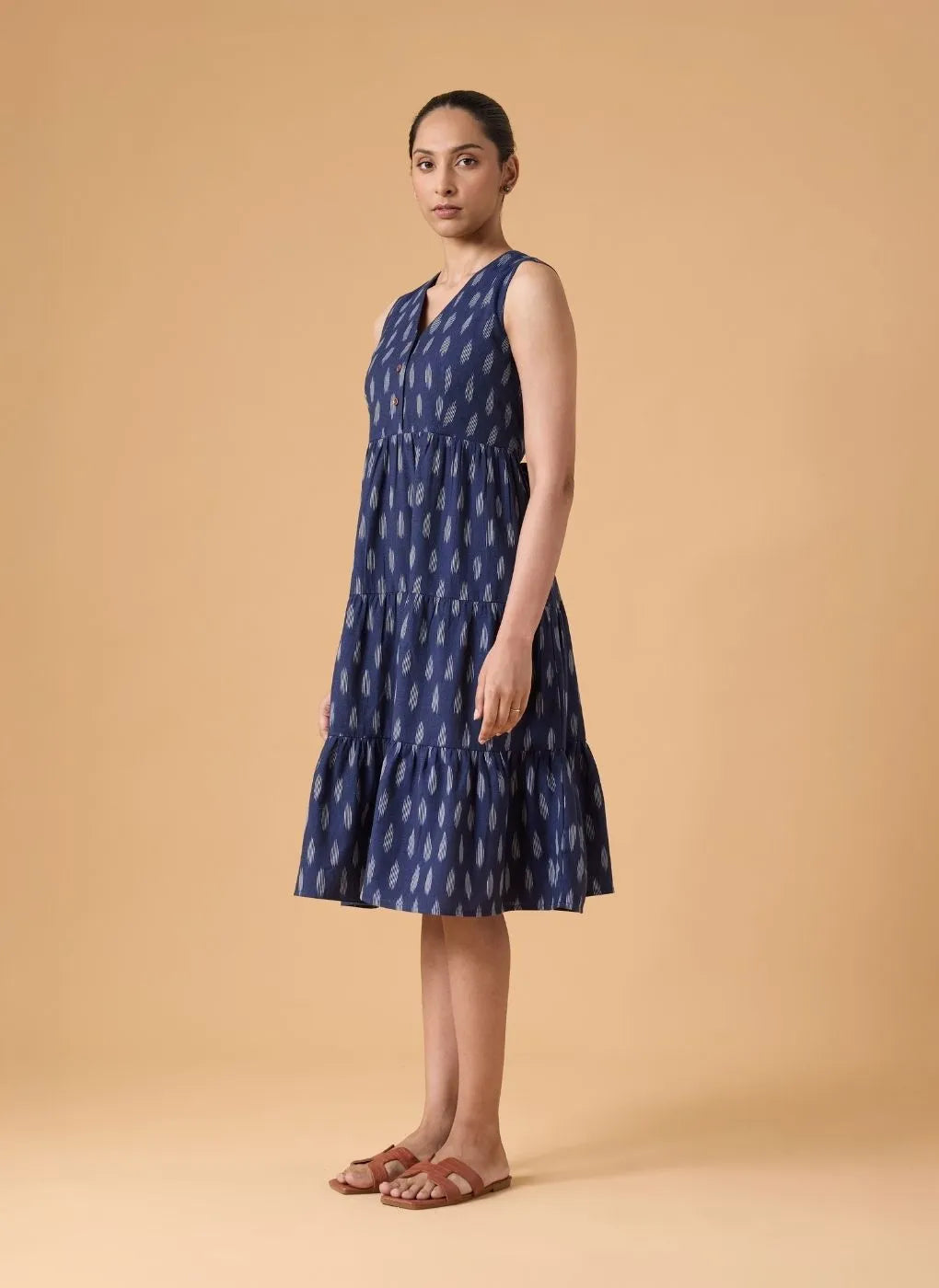Quiet Motion Dress - Indigo Ikkat