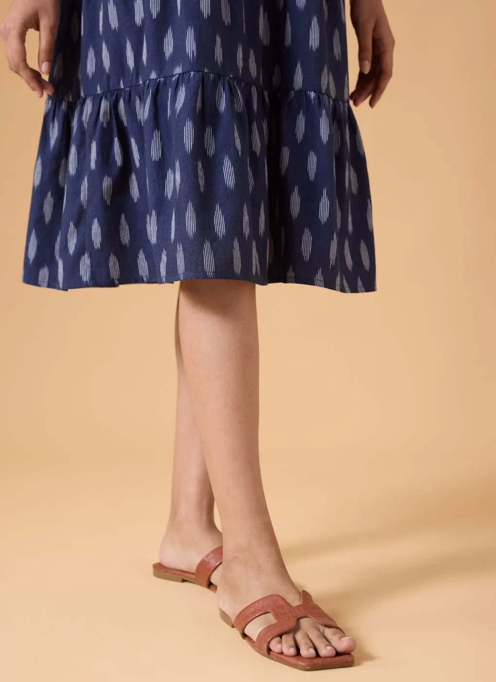 Quiet Motion Dress - Indigo Ikkat