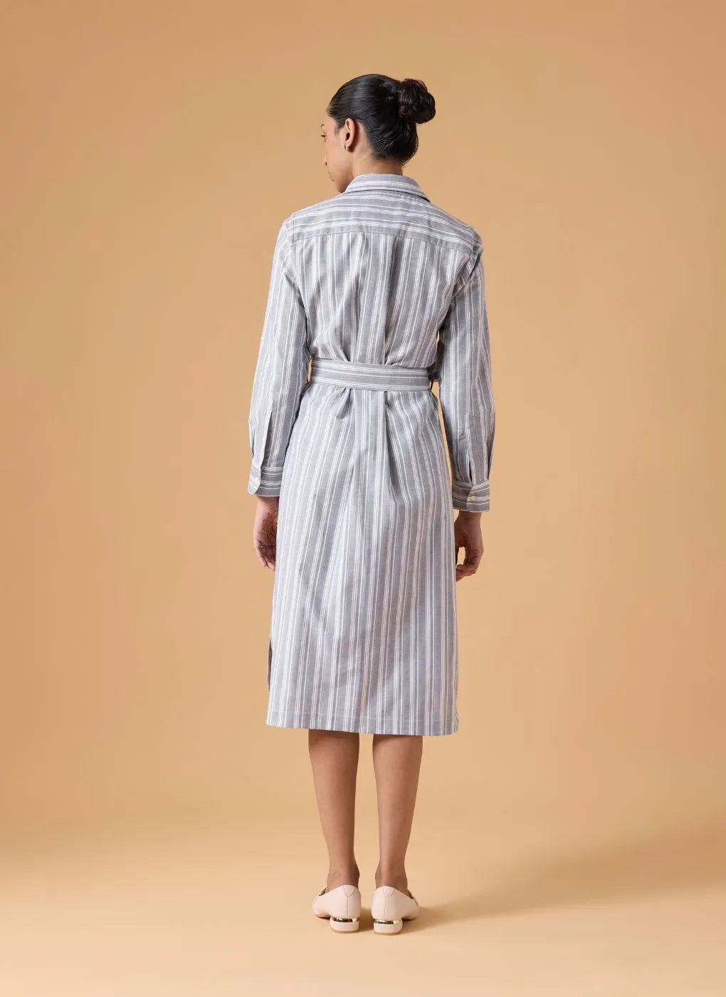 Studio Shirt Dress - Office Grey Stripes