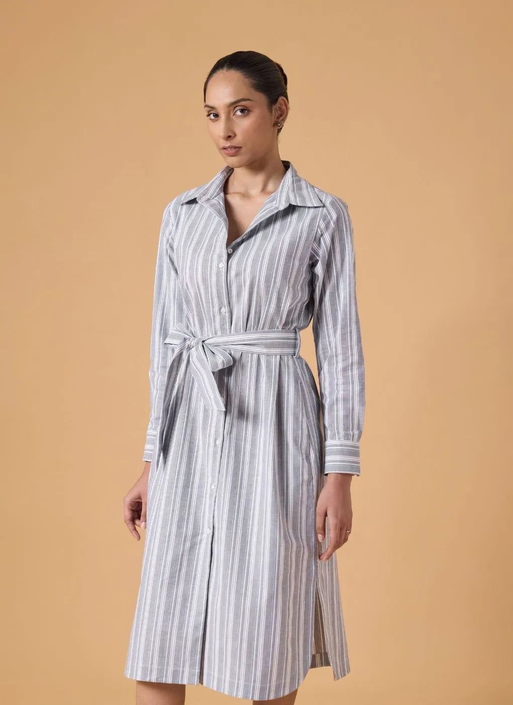 Studio Shirt Dress - Office Grey Stripes