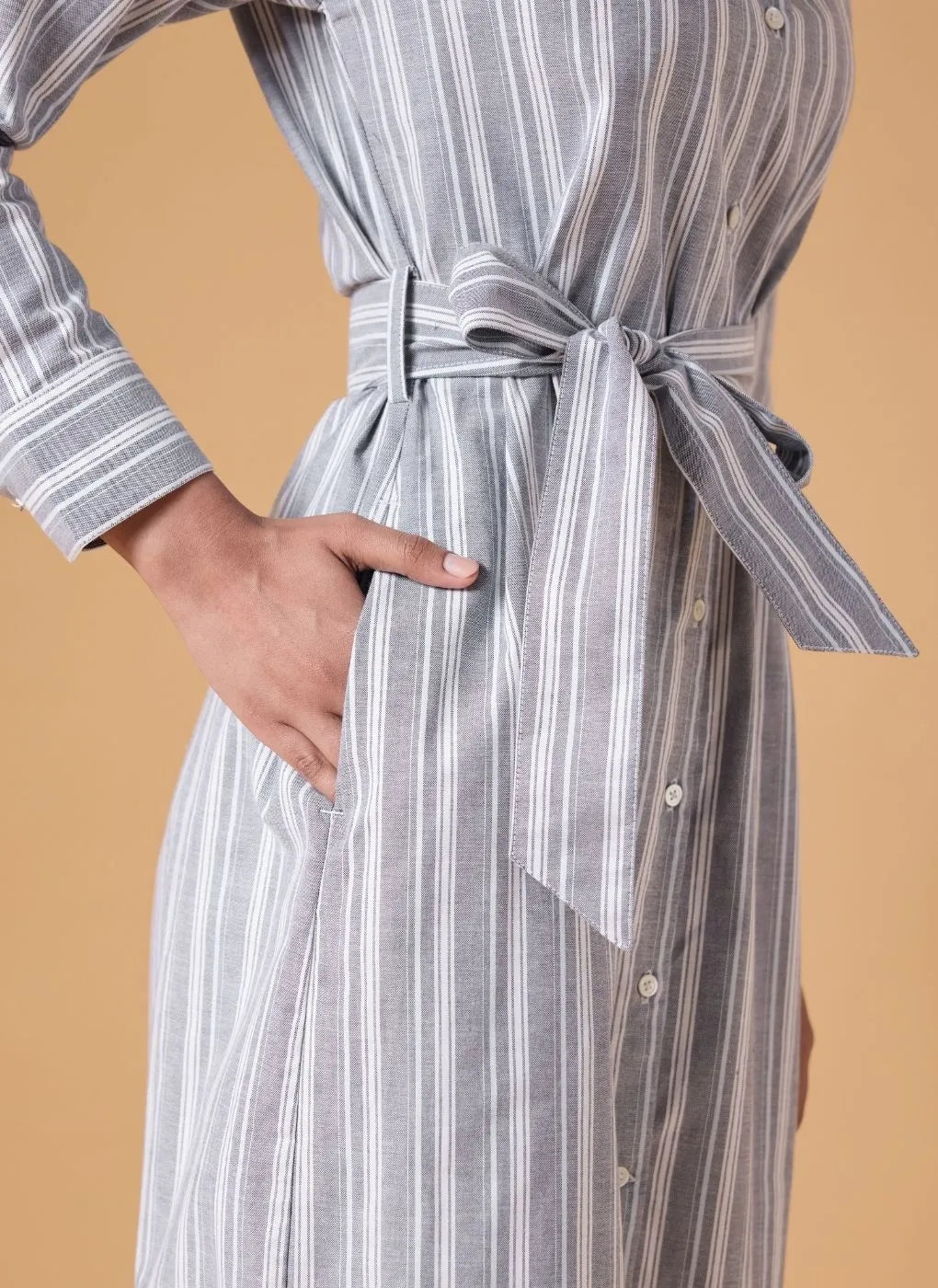 Studio Shirt Dress - Office Grey Stripes