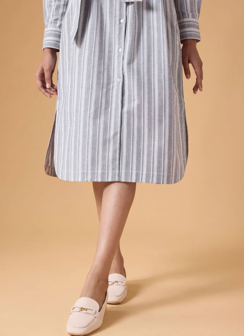 Studio Shirt Dress - Office Grey Stripes