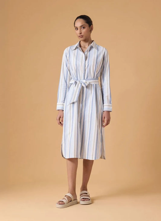 Studio Shirt Dress - Powder Blue Stripes