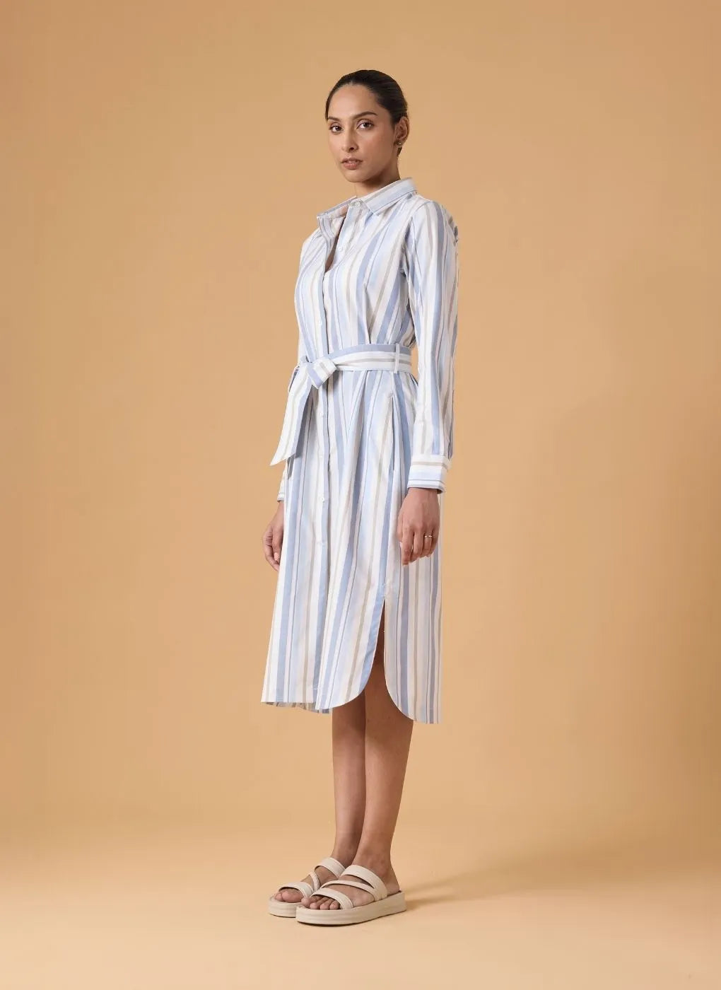 Studio Shirt Dress - Powder Blue Stripes
