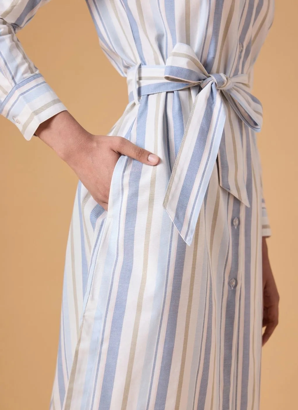 Studio Shirt Dress - Powder Blue Stripes